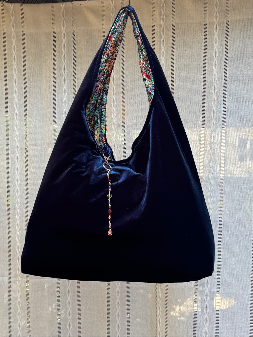 Make offer! Handmade Navy Velvet Oversized Hobo Bag | Artisan Shoulder Purse